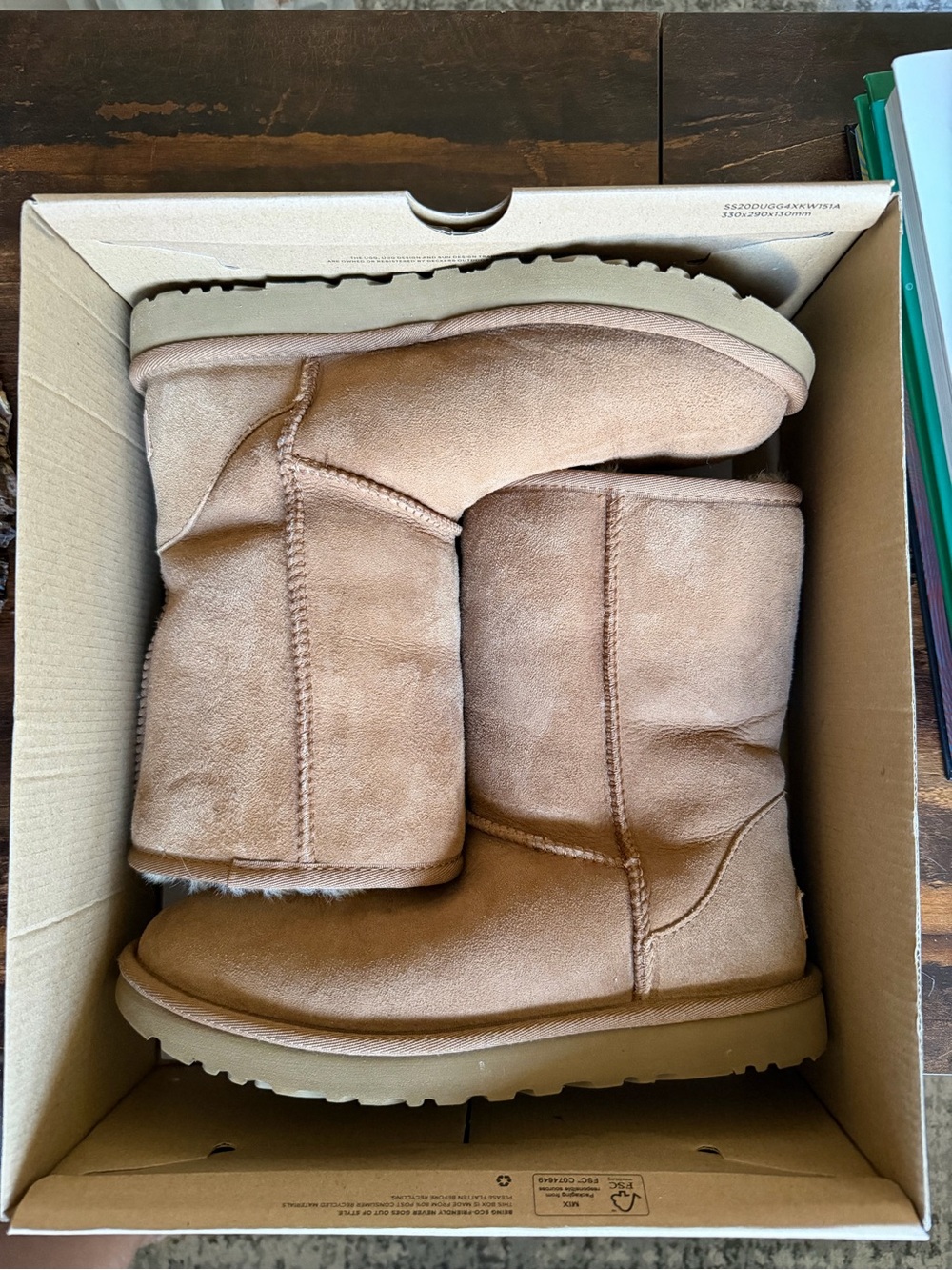 UGG Classic Short Suede Shearling Boots in Chestnut Brown